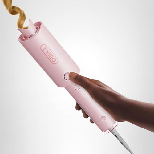 Automatic Rotating Curling Iron - CURLPRO Beach Waves Curling Wand, Portable Hair Curler, 500 Million Ionic, Dual Voltage & Lightweight for Travel, Ceramic Coating, 1 Inch, Pink