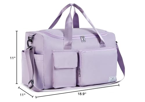 Women's Gym Duffle Bag with Shoes Compartment, 37L Capacity, Ideal for Travel, Gym, Sports, Duffel, Weekender, Lavender