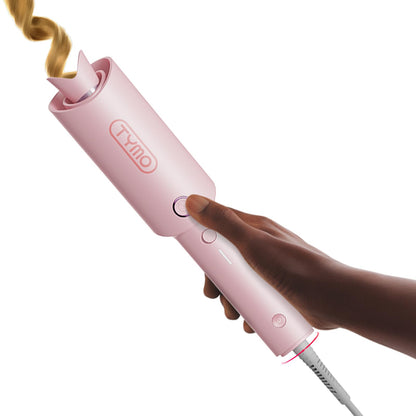 Automatic Rotating Curling Iron -  CURLPRO Beach Waves Curling Wand, Portable Hair Curler, 500 Million Ionic, Dual Voltage & Lightweight for Travel, Ceramic Coating, 1 Inch, Pink
