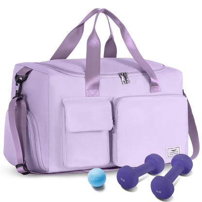 Women's Gym Duffle Bag with Shoes Compartment, 37L Capacity, Ideal for Travel, Gym, Sports, Duffel, Weekender, Lavender