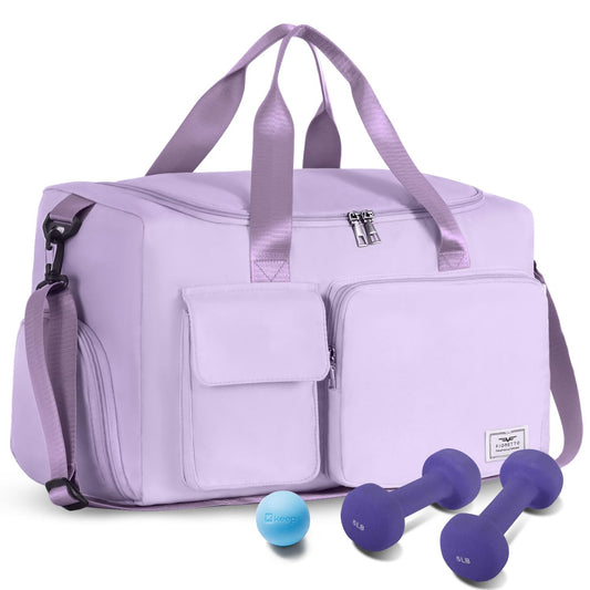 Women's Gym Duffle Bag with Shoes Compartment, 37L Capacity, Ideal for Travel, Gym, Sports, Duffel, Weekender, Lavender