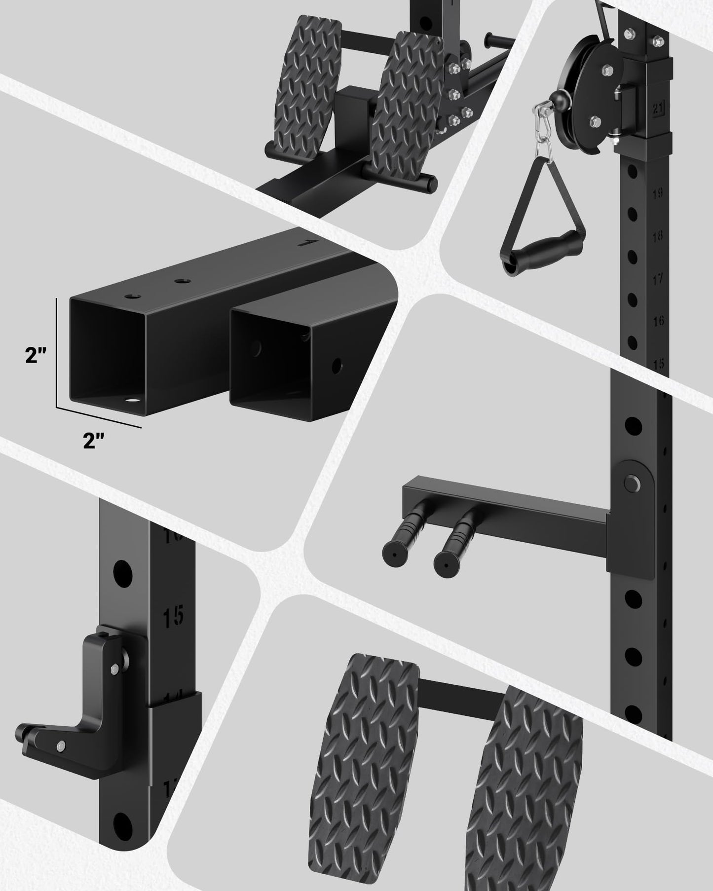 C11 Power Rack, 2000 lbs Multi-Function Power Cage with Cable Crossover System and More Training Attachment, All-in-One Squat Rack with LAT Pull Down System for Home Gym