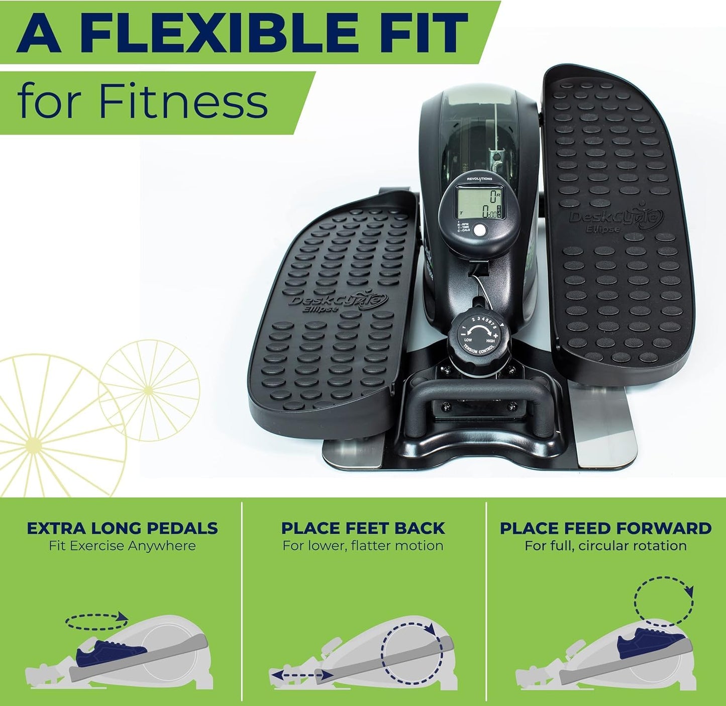 Ellipse Leg Exerciser - Under Desk Elliptical Machine and Foot Pedal Exerciser - Leg Exerciser While Sitting - Compact Under Desk Exercise Equipment