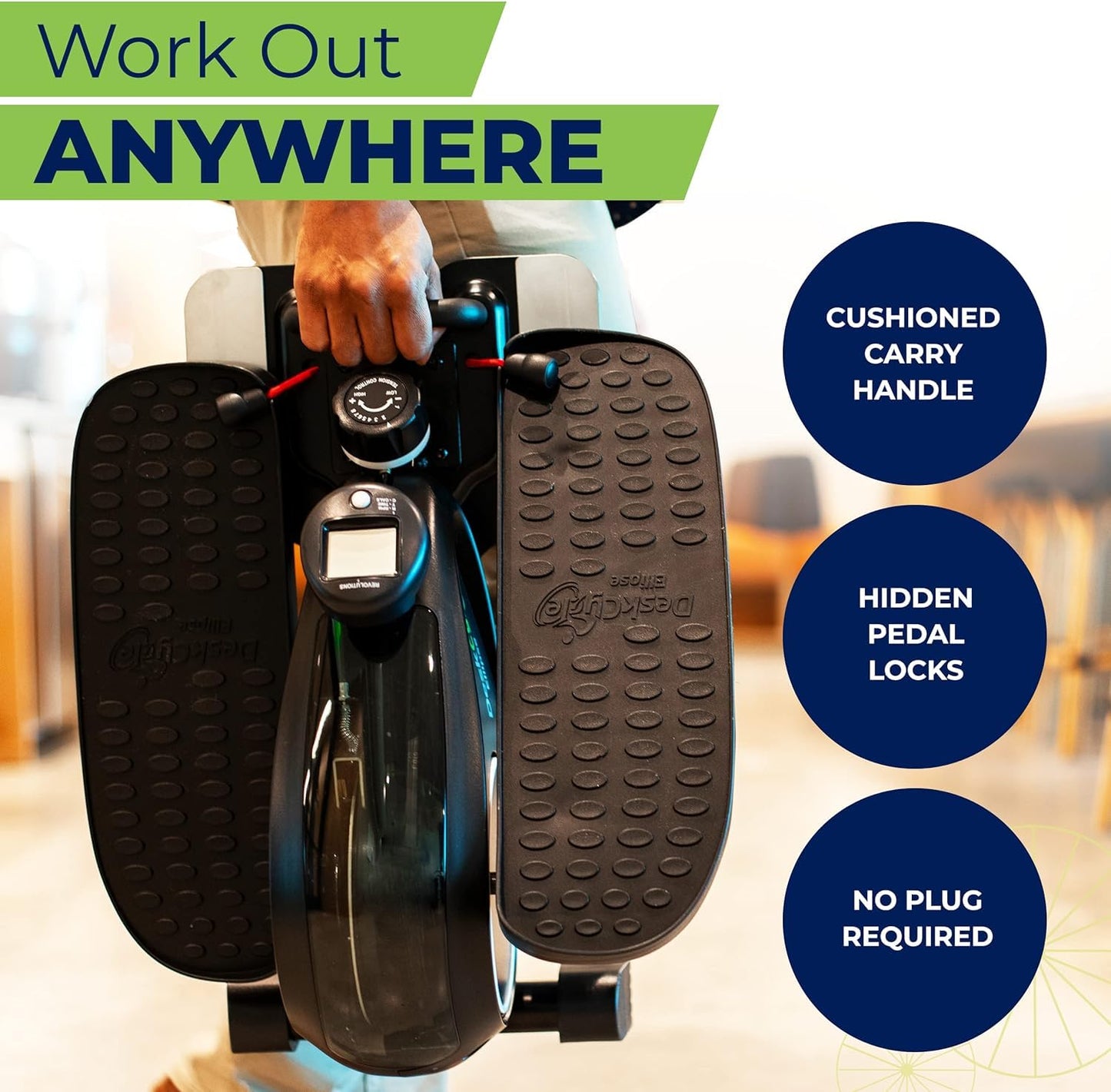 Ellipse Leg Exerciser - Under Desk Elliptical Machine and Foot Pedal Exerciser - Leg Exerciser While Sitting - Compact Under Desk Exercise Equipment