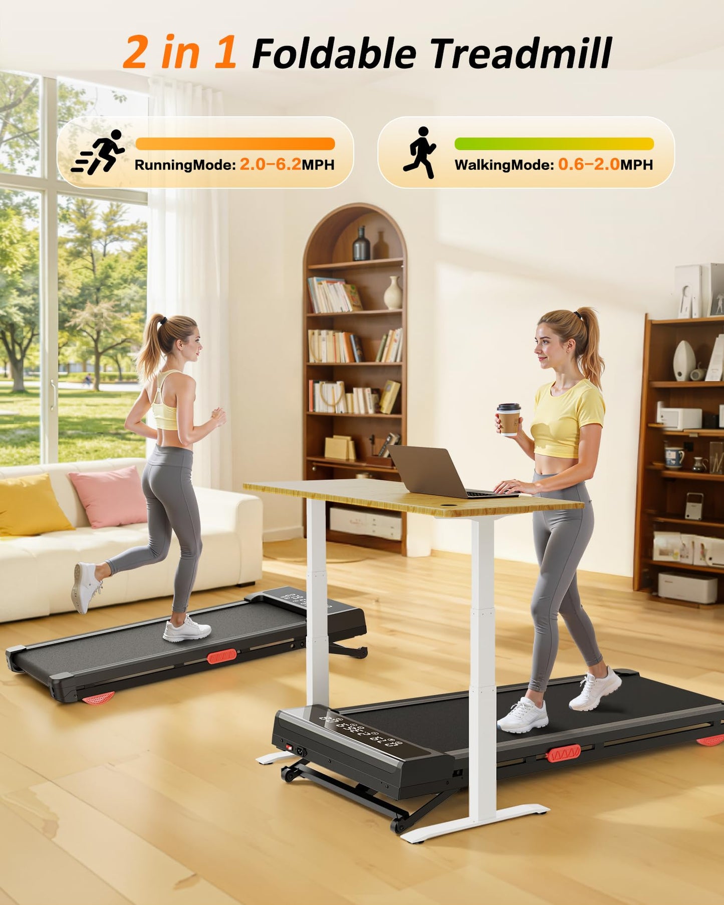Treadmill with Auto Incline,12-Level Incline Walking Pad Treadmill with Handle Bar,3.0HP Quiet Under Desk 350 lbs Weight Capacity 2 in 1 Foldable Treadmills Walking LED Display for Home Office Gym