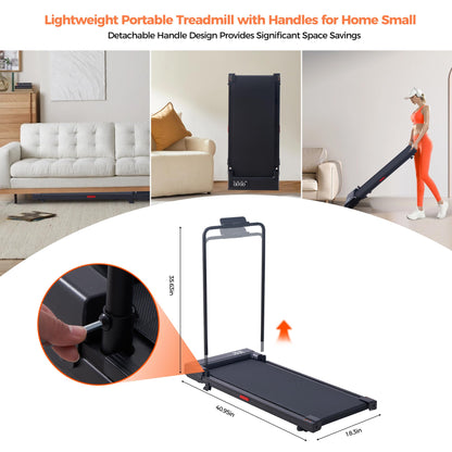 Walking Pad Treadmill with Handle Bar, 2026 Upgrade Portable Under Desk Treadmill for Home Small with Handles, 3.0HP Walking Pad for Home, 0.6-7.6MPH, 350LBS