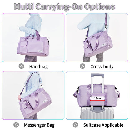 Women's Gym Duffle Bag with Shoes Compartment, 37L Capacity, Ideal for Travel, Gym, Sports, Duffel, Weekender, Lavender