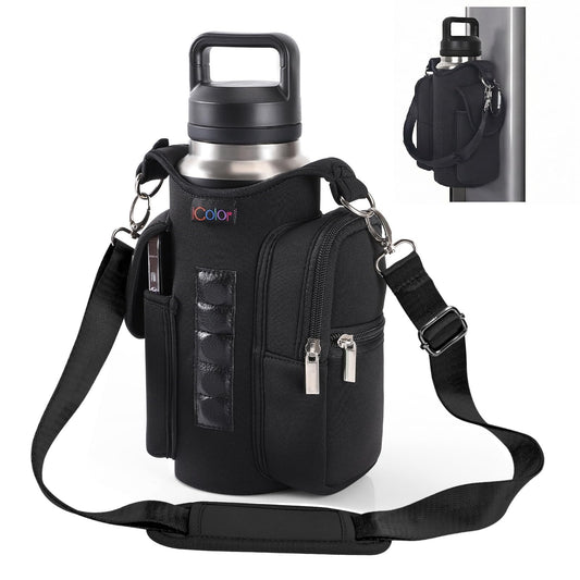 Magnetic Gym Bag Water Bottle Holder with Phone Pockets & Shoulder Strap,5 Built-in Magnets Gym Bottle Pouch Carrier Sleeve,Sling Magnetic Bag Gym Accessories Organizer for Men Women