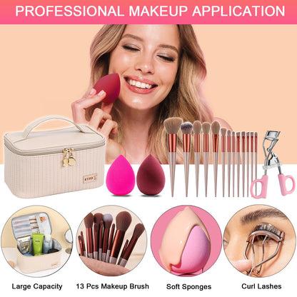 All in One Makeup Kit, Makeup Kit for Women Full Kit, Travel Makeup Gift Set for Women, Teens & Girls, Includes Eyeshadow Lipstick Eyeliner Eyebrow Pencil Brush Set, Beginners and Professionals Alike