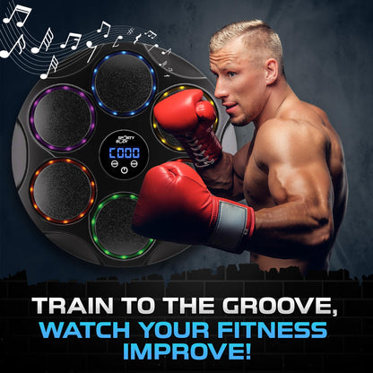 Music Boxing Beatbox Trainer , 9 Speeds & 9 Light Modes, Bluetooth Sync, Auto Counting, and Durable ABS Body for Home Workouts, Supports 440lbs Punch Force, Wall Mounted Boxing Machine