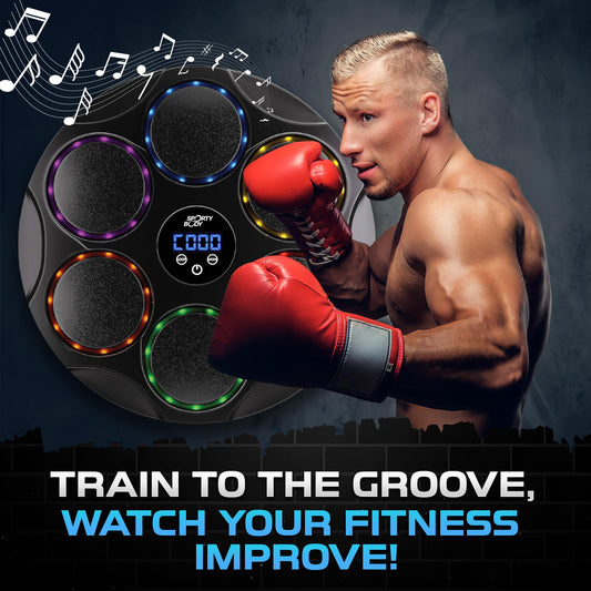 Music Boxing Beatbox Trainer , 9 Speeds & 9 Light Modes, Bluetooth Sync, Auto Counting, and Durable ABS Body for Home Workouts, Supports 440lbs Punch Force, Wall Mounted Boxing Machine