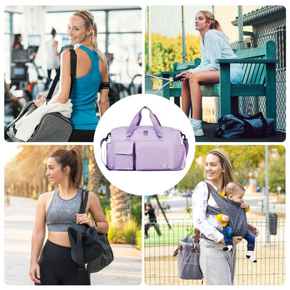Women's Gym Duffle Bag with Shoes Compartment, 37L Capacity, Ideal for Travel, Gym, Sports, Duffel, Weekender, Lavender