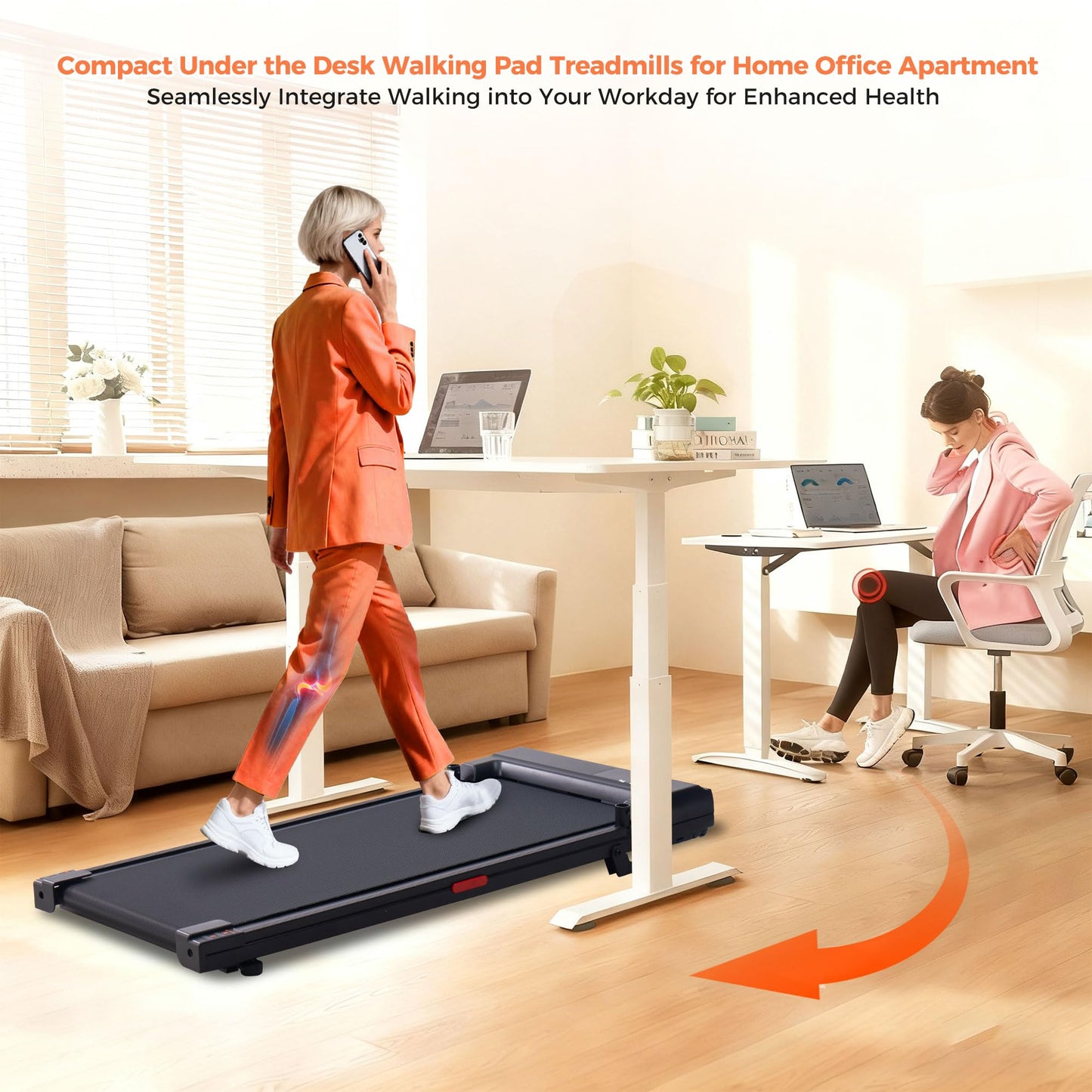 Walking Pad Treadmill with Handle Bar, 2026 Upgrade Portable Under Desk Treadmill for Home Small with Handles, 3.0HP Walking Pad for Home, 0.6-7.6MPH, 350LBS
