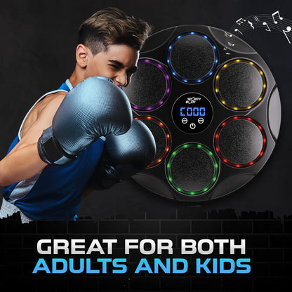Music Boxing Beatbox Trainer , 9 Speeds & 9 Light Modes, Bluetooth Sync, Auto Counting, and Durable ABS Body for Home Workouts, Supports 440lbs Punch Force, Wall Mounted Boxing Machine