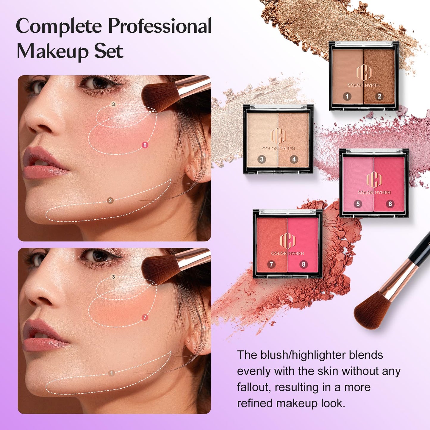 All in one Makeup Kit For Girls Teens, Makeup Set 4 Trays Spacious Space Train Case for Beginner with Eyeshadow Highlighter Lipgloss Blush Contour Concealer Brush Eyeliner Lipbalm
