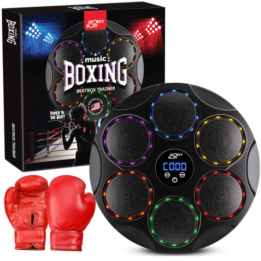 Music Boxing Beatbox Trainer , 9 Speeds & 9 Light Modes, Bluetooth Sync, Auto Counting, and Durable ABS Body for Home Workouts, Supports 440lbs Punch Force, Wall Mounted Boxing Machine