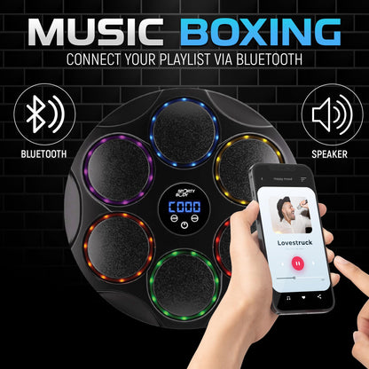 Music Boxing Beatbox Trainer , 9 Speeds & 9 Light Modes, Bluetooth Sync, Auto Counting, and Durable ABS Body for Home Workouts, Supports 440lbs Punch Force, Wall Mounted Boxing Machine