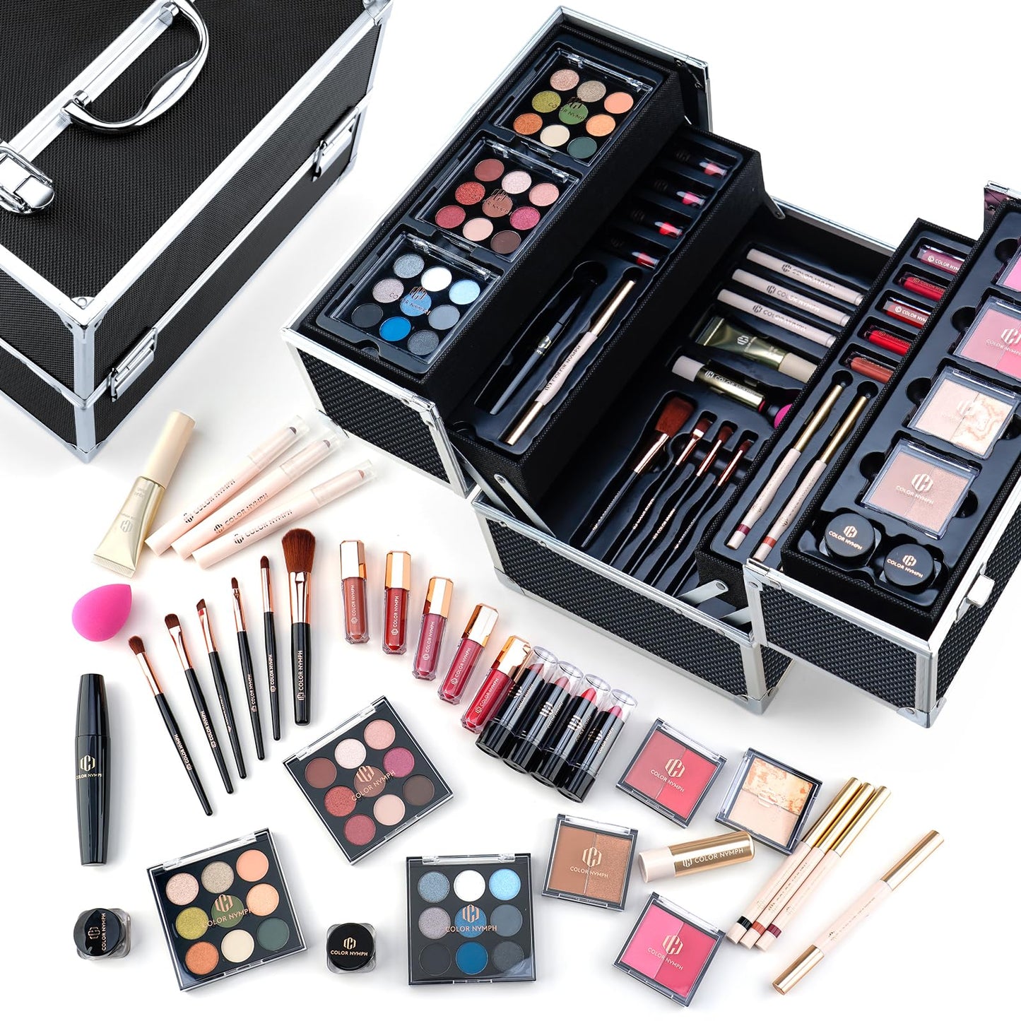 Makeup Sets for Teens Girls Women, Professional Makeup Kits All In One Makeup Set Storage Train Case, Beginner Full Cosmetics Kit with Eyeshadow Blush Lipstick Lipgloss Mascara etc Black