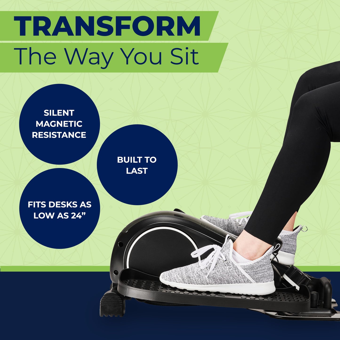 Ellipse Leg Exerciser - Under Desk Elliptical Machine and Foot Pedal Exerciser - Leg Exerciser While Sitting - Compact Under Desk Exercise Equipment