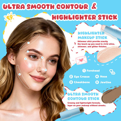 All In One Girls Makeup Kits for Teen Girls & Women Full Kit with Cutie Pie Handbag, Make up Set for Girl with Eyeshadow Blushes Contour Highlighter Lipgloss Mascara Eyeliner and Mirror