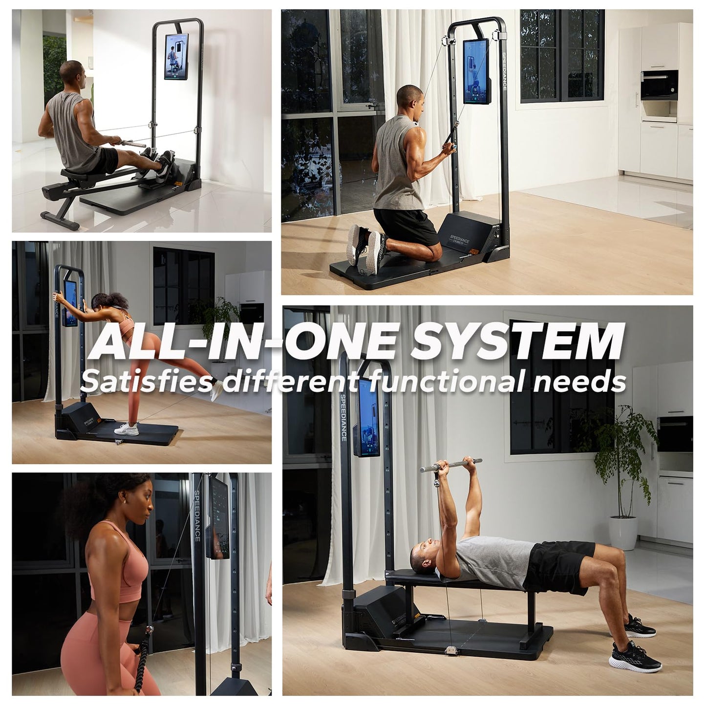Gym Monster Smart Home Gym, Multifunctional Strength Training Machine, Smith Machine Power Cage Workout Station, Squat Rack Cable Machine, Full Body Fitness Equipment for Home Workout