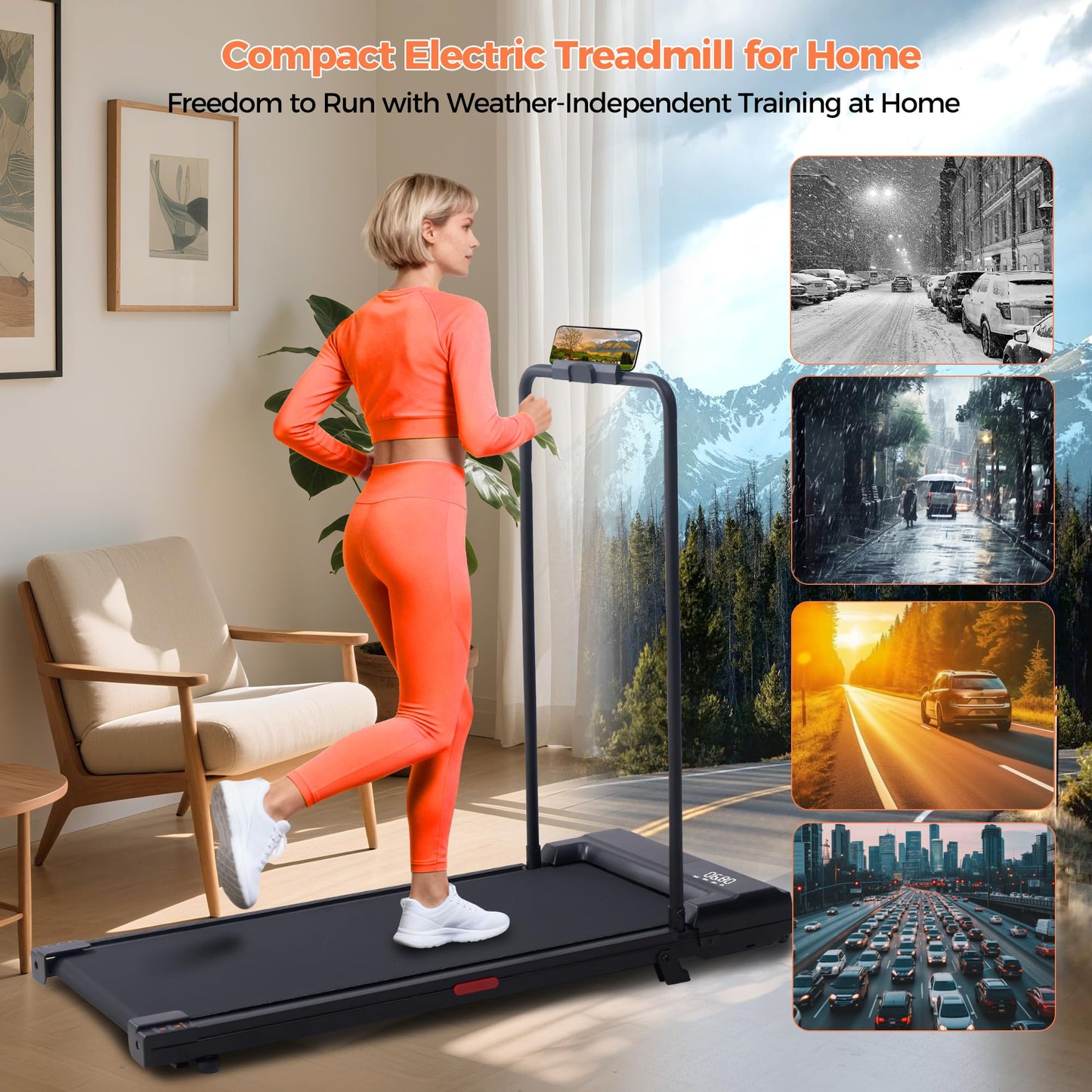 Walking Pad Treadmill with Handle Bar, 2026 Upgrade Portable Under Desk Treadmill for Home Small with Handles, 3.0HP Walking Pad for Home, 0.6-7.6MPH, 350LBS