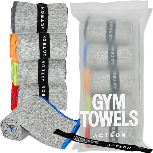 Microfiber Gym Towels 5 Pack, Quick Dry Silver ION Odor-Free Sweat Towel, Super Absorbent Fast Drying for Men & Women, Workout, Yoga, Running, Hiking, Travel – 16x30.5 Inch